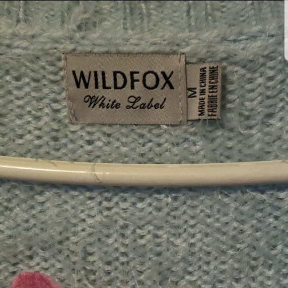 Wildfox Fun Fox Baby Blue Embroidered Cardigan M - Picture 7 of 8